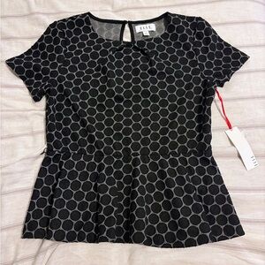 Elle Black and Gray Geometric Women's Blouse